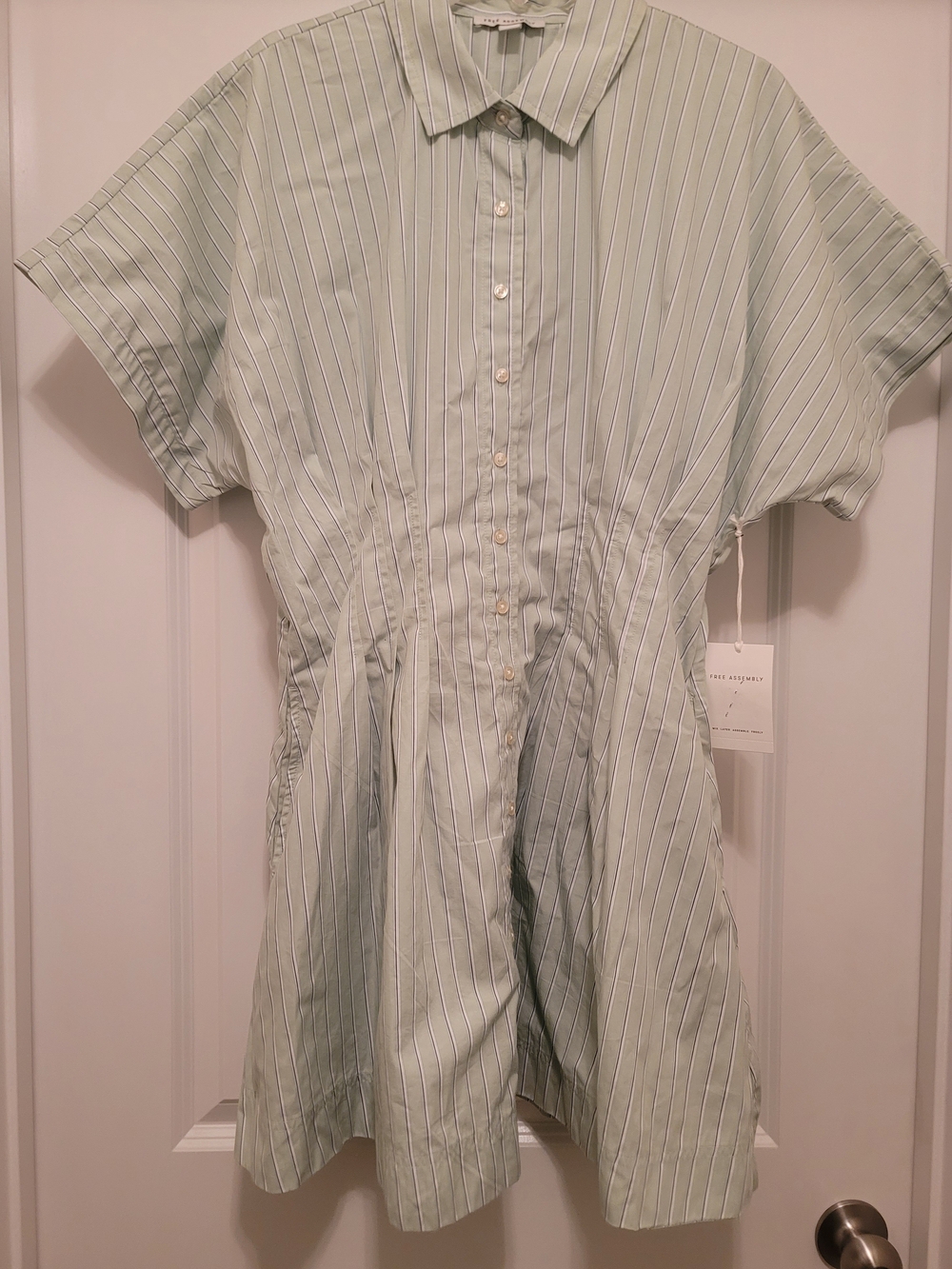 Free Assembly Mint Striped Dress - Size: Large, 12-14